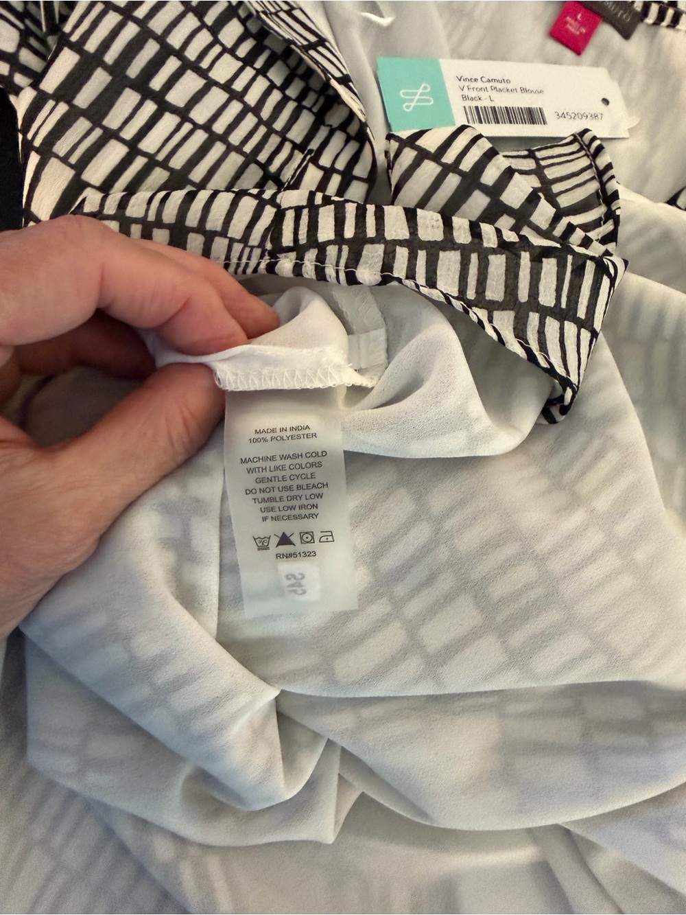 Vince Camuto Black & White Geometric Print Blouse